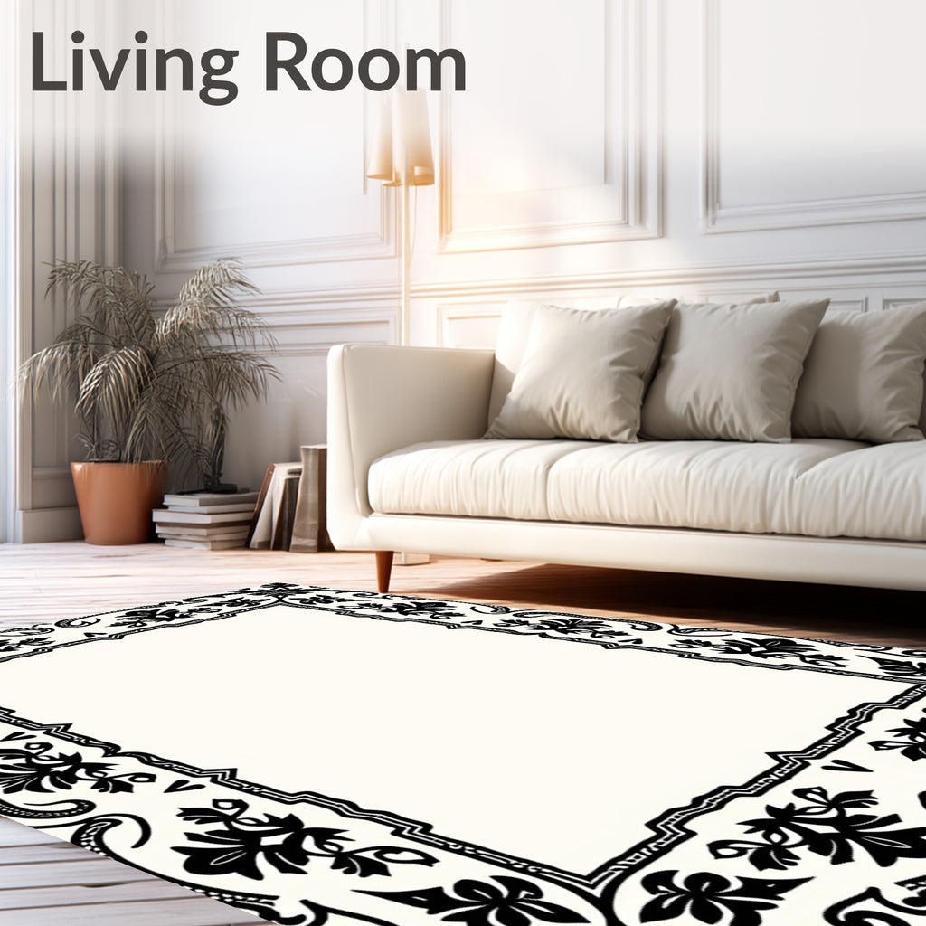 Classic Floral Scrolls Border Design Rug