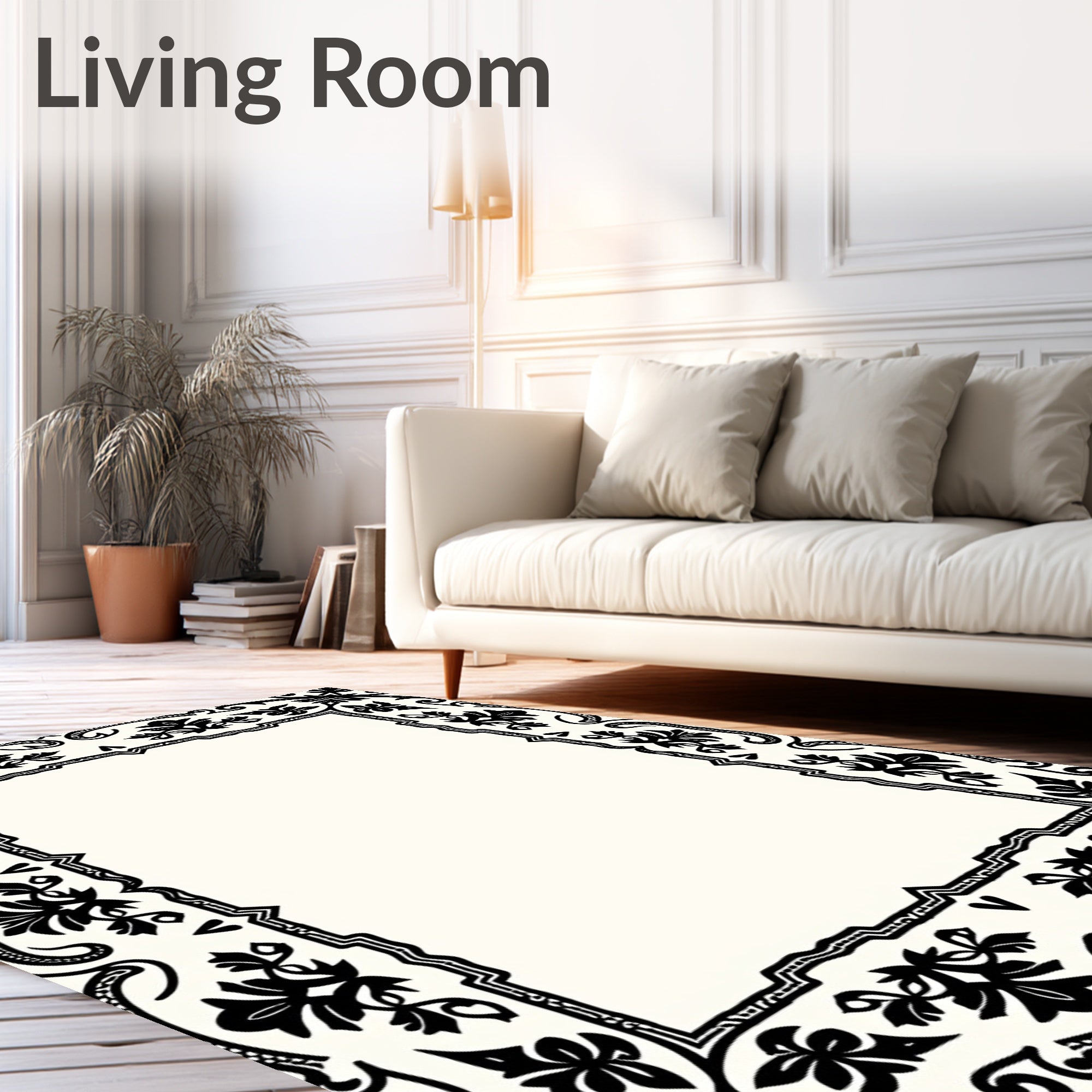 Classic Floral Scrolls Border Design Rug
