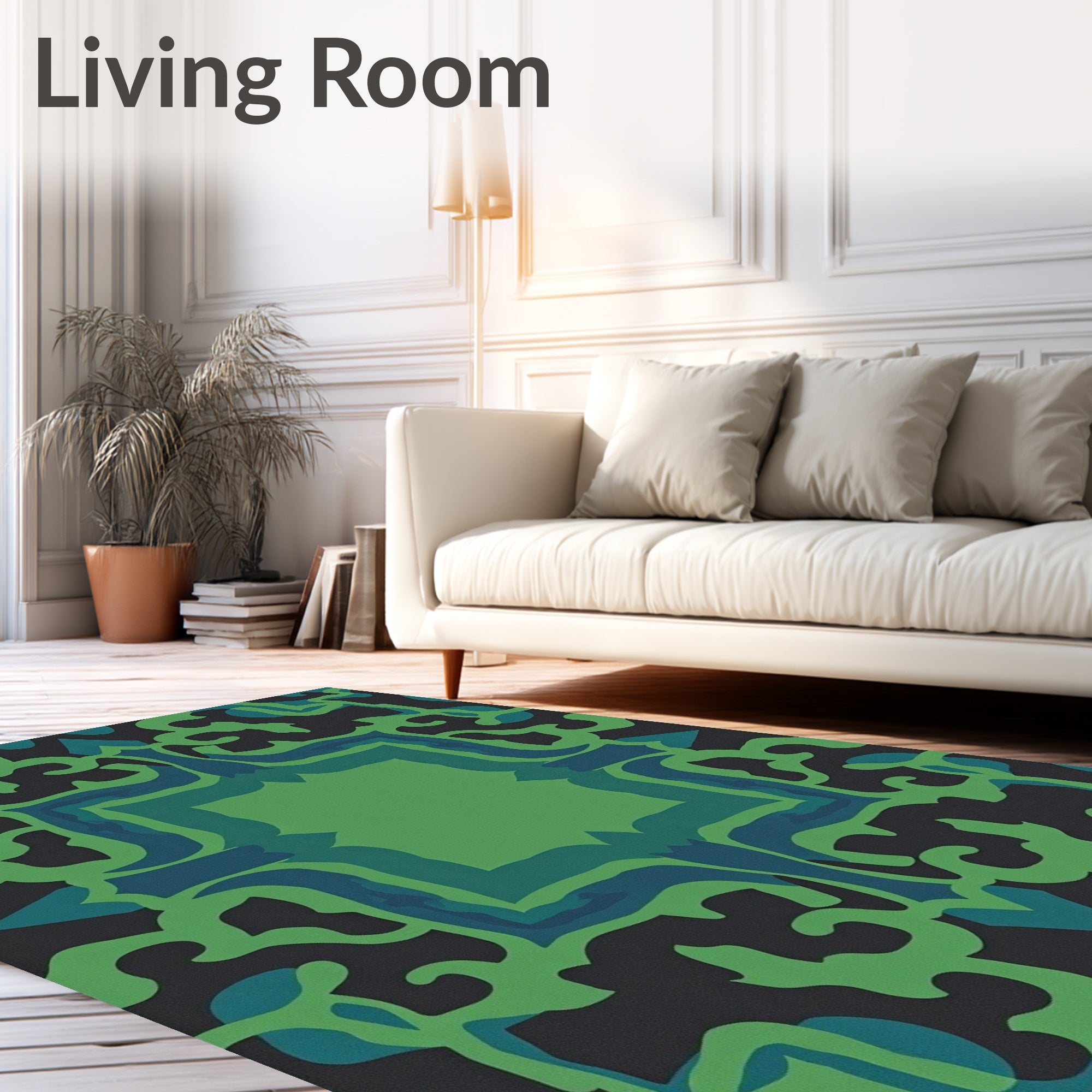 Organic Swirls In Teal And Green Rug