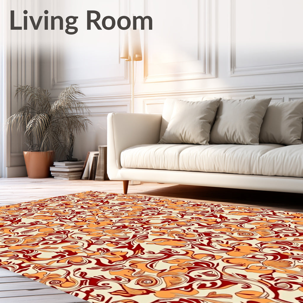 Art Nouveau Floral Swirl Pattern Rug