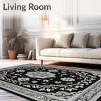 Elaborate Floral and Leaf Mandala Design Rug