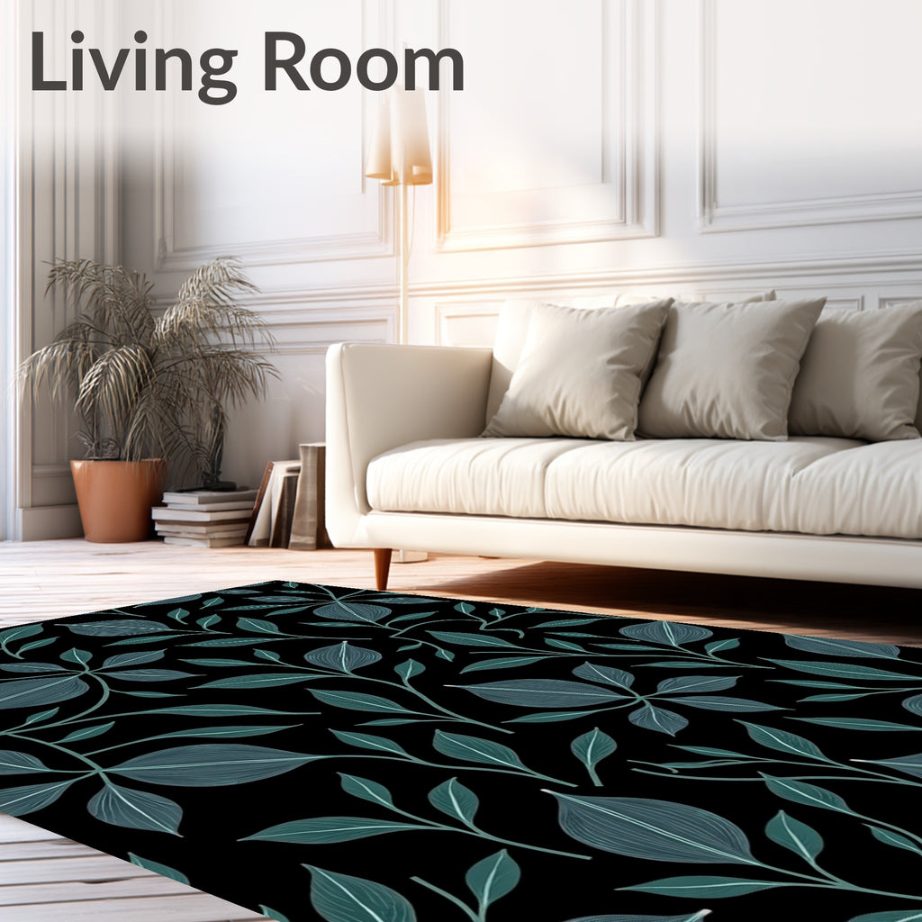 Dark Leafy Vine Pattern Rug
