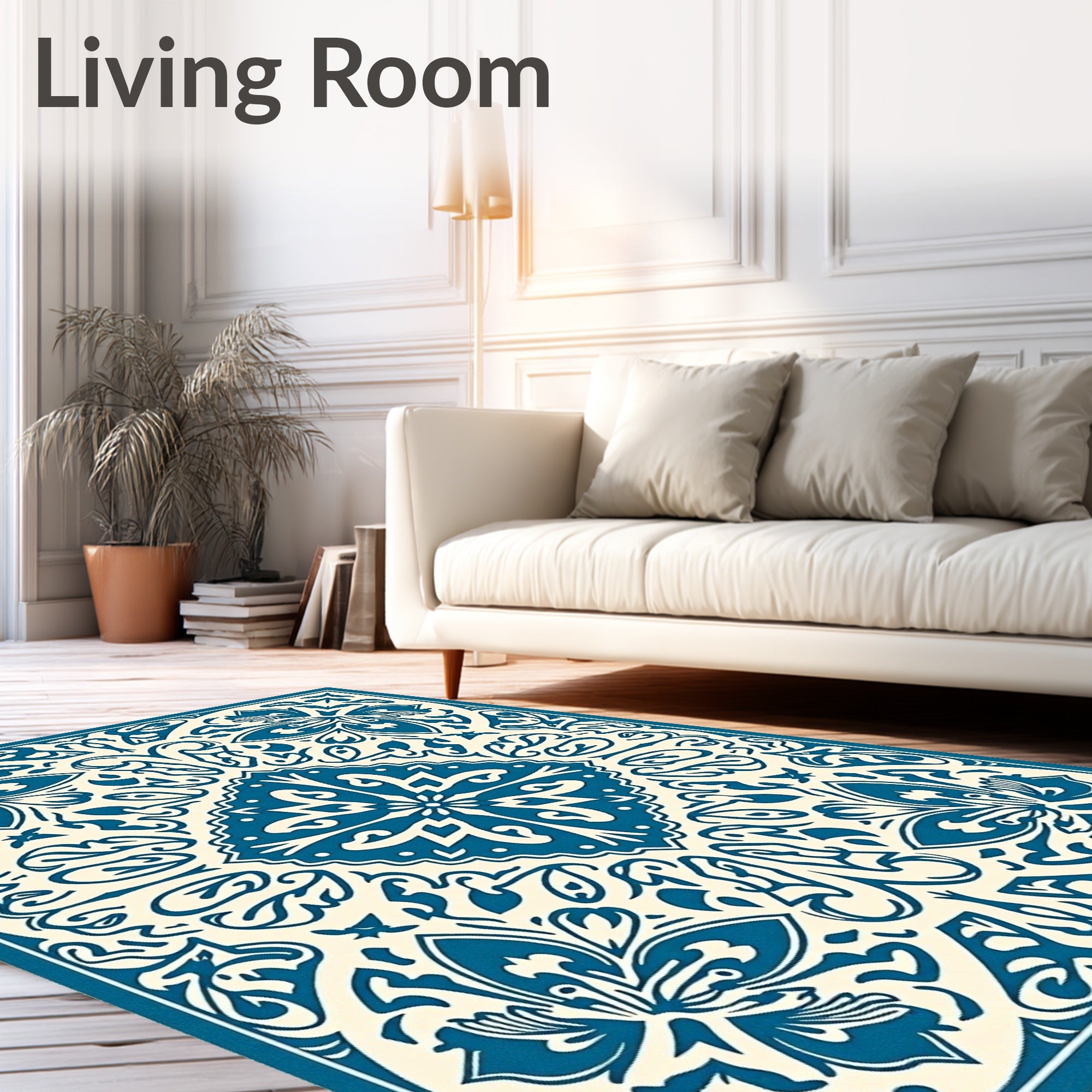 Classic Blue Floral Symmetry Rug