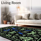 Midnight Garden Moth Butterfly Design Rug