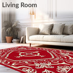 Crimson Floral Symmetry Design Rug
