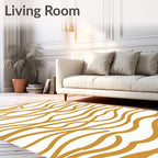 Golden Wavy Abstract Lines Rug
