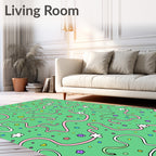 Whimsical Floral Ribbon Pattern Rug