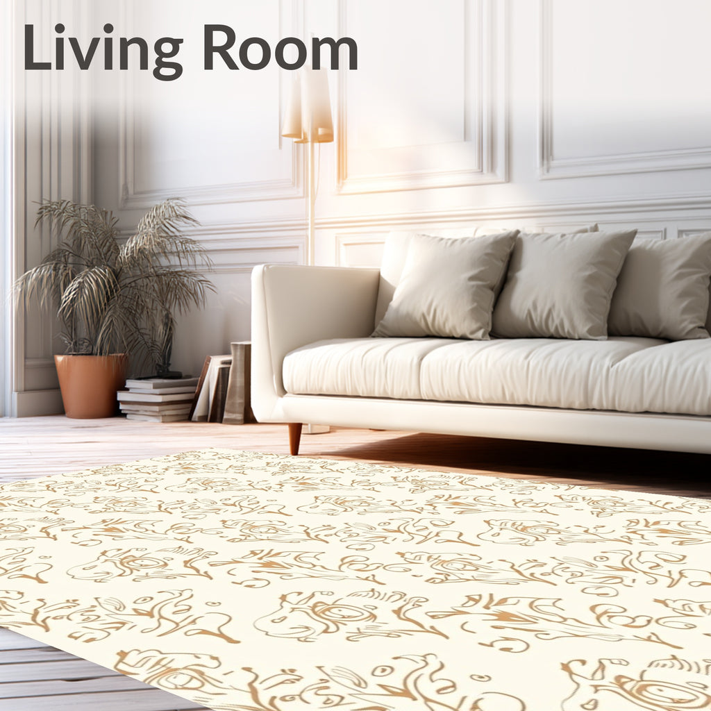 Ornate Floral Sketch Pattern Rug