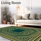 Geometric Gold Art Deco Frame Rug