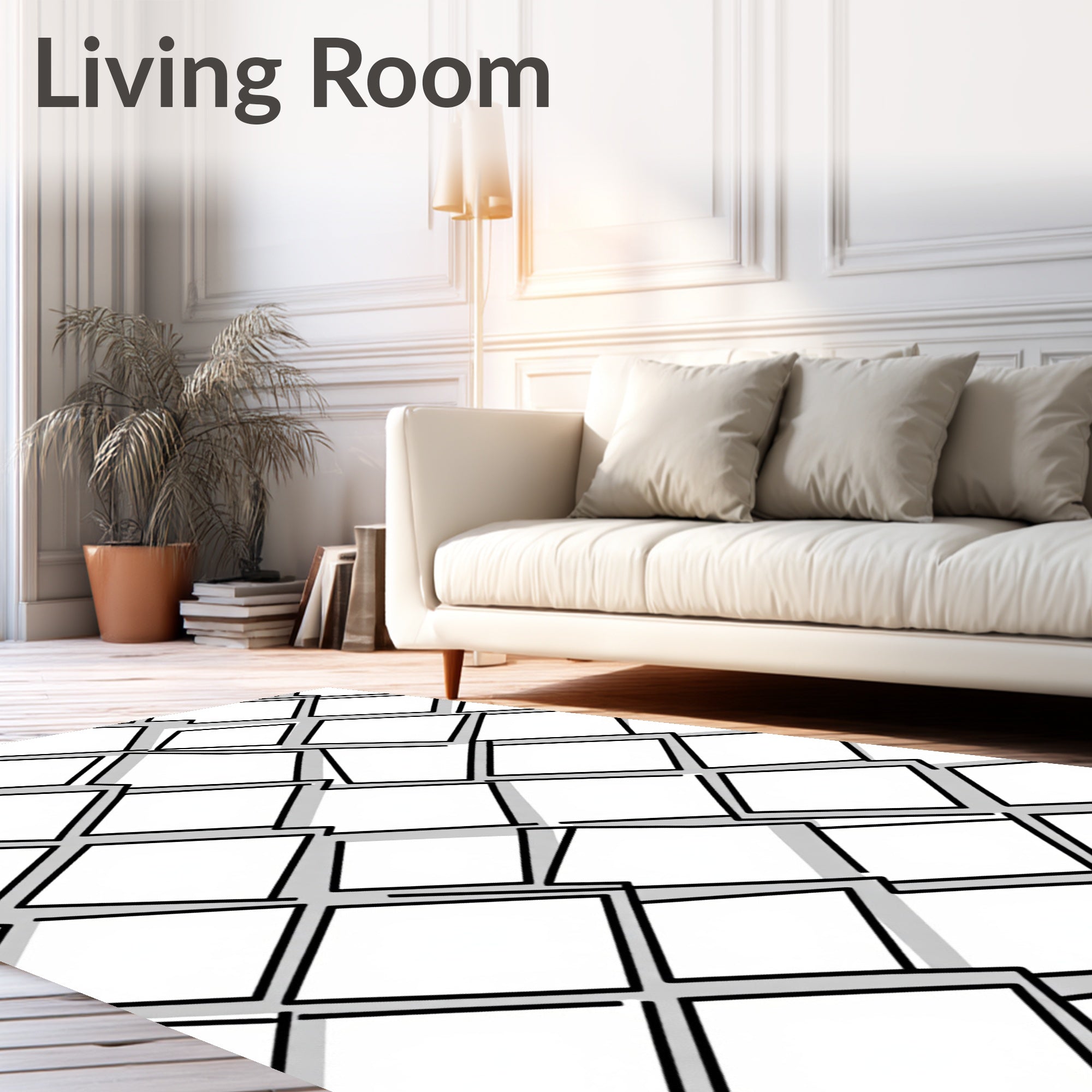 Geometric Diagonal Chain Link Abstract Rug