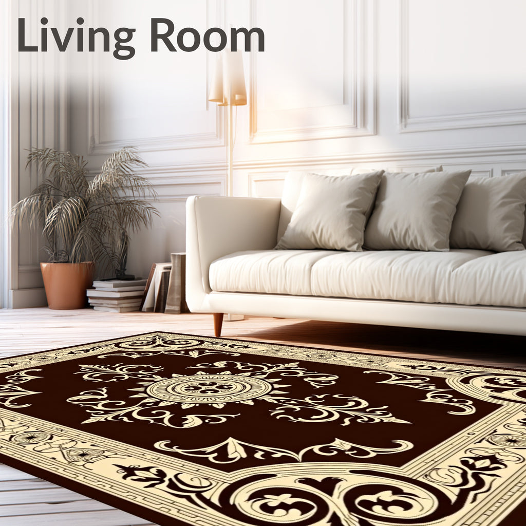 Ornate Floral Scrollwork Classic Design Rug