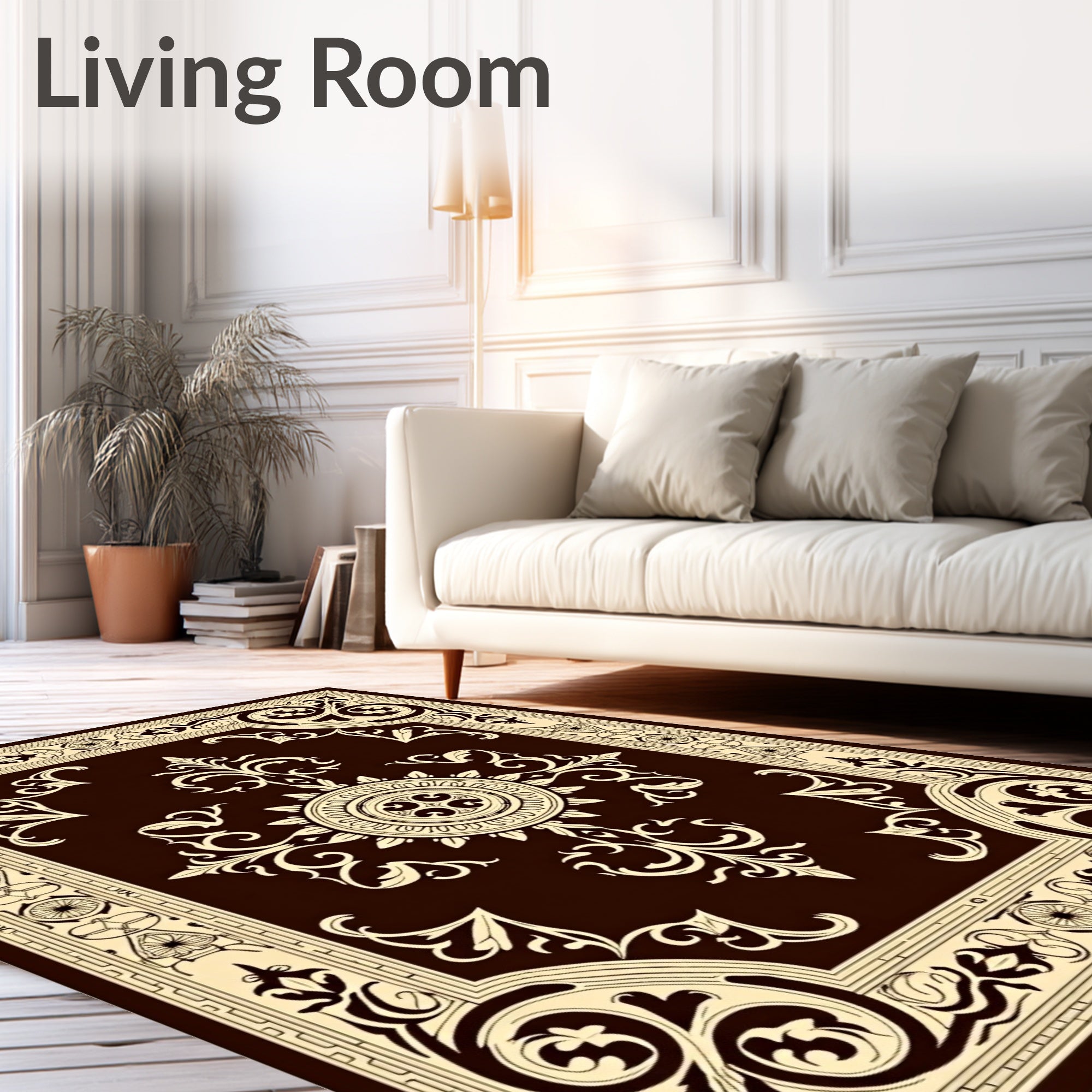 Ornate Floral Scrollwork Classic Design Rug