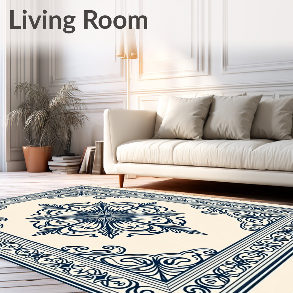 Classic Floral Medallion Border Design Rug