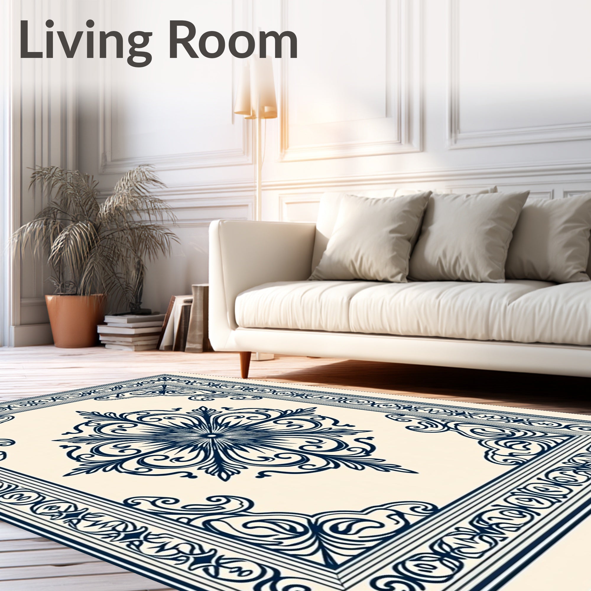 Classic Floral Medallion Border Design Rug