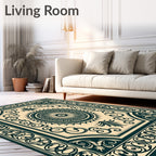 Elegant Floral Border Medallion Rug
