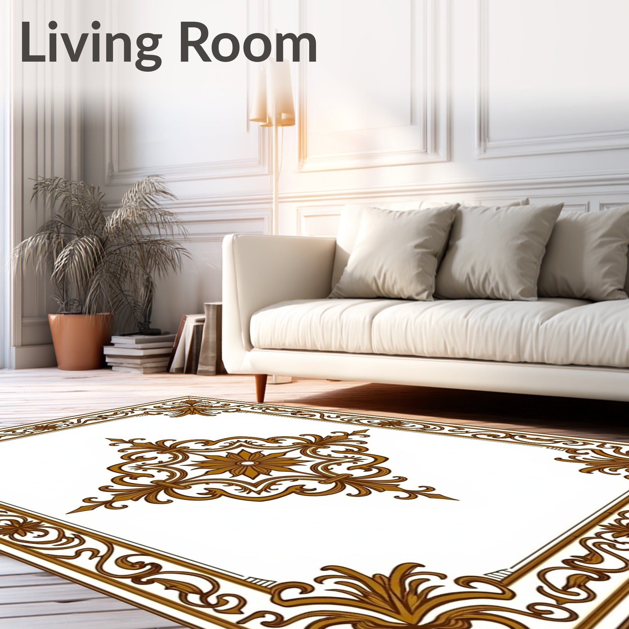 Ornate Floral Scrollwork Centerpiece Rug