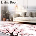 Pink Flower Branches Nature Design Rug