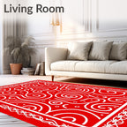 Bold Red Swirl Abstraction Rug