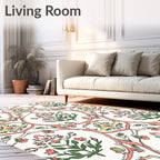 Floral Medallion Coral Yellow Pattern Rug