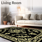 Elegant Black Gold Floral Rug