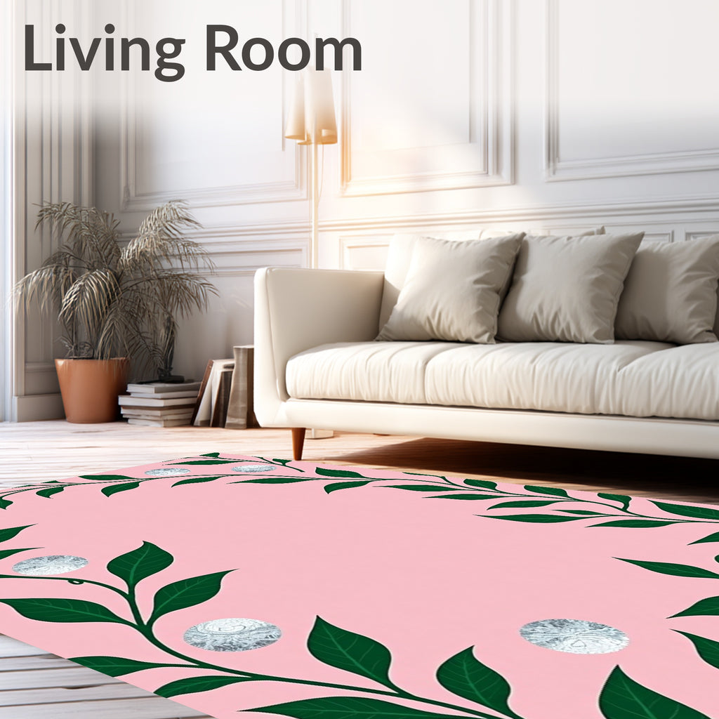 Green Vine With Silver Circle Medallions Rug