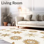 Golden Floral Starburst Pattern Rug