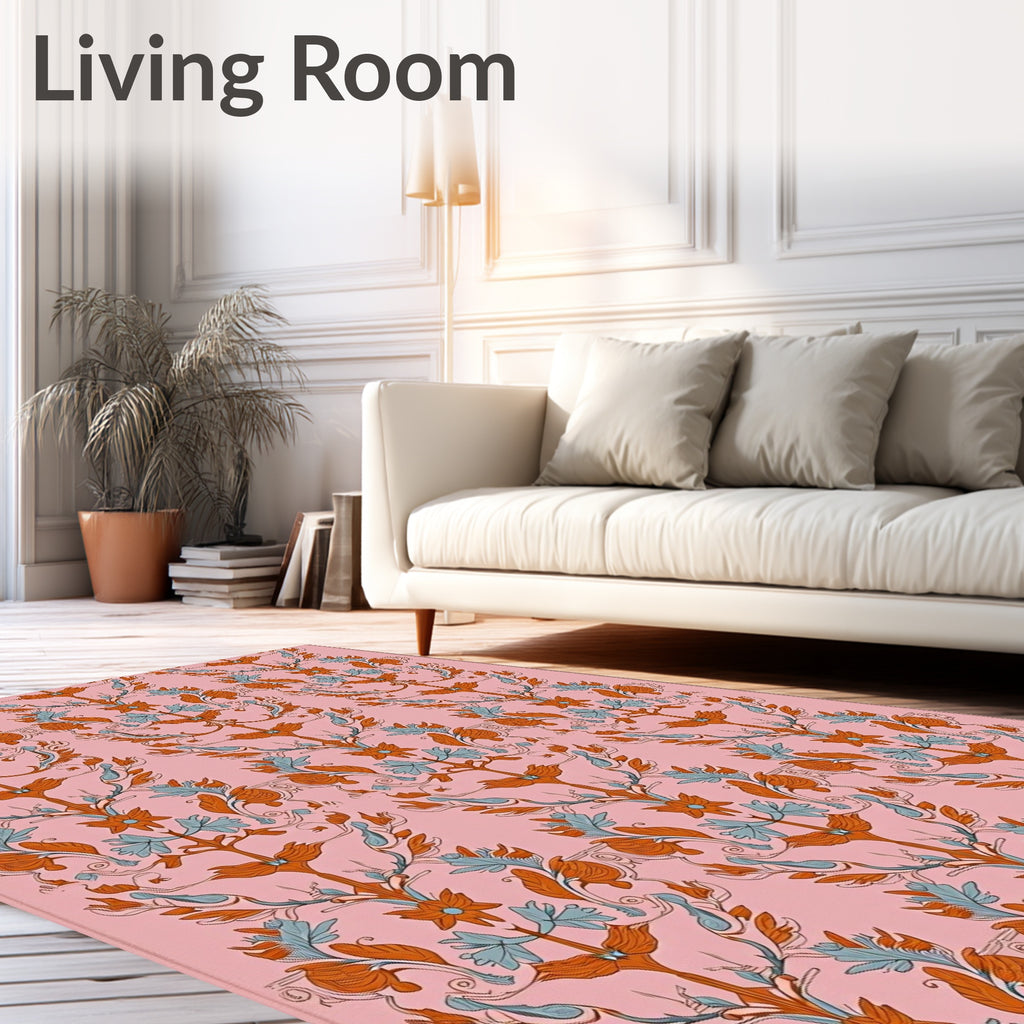 Ornate Floral Vine Pattern Design Rug