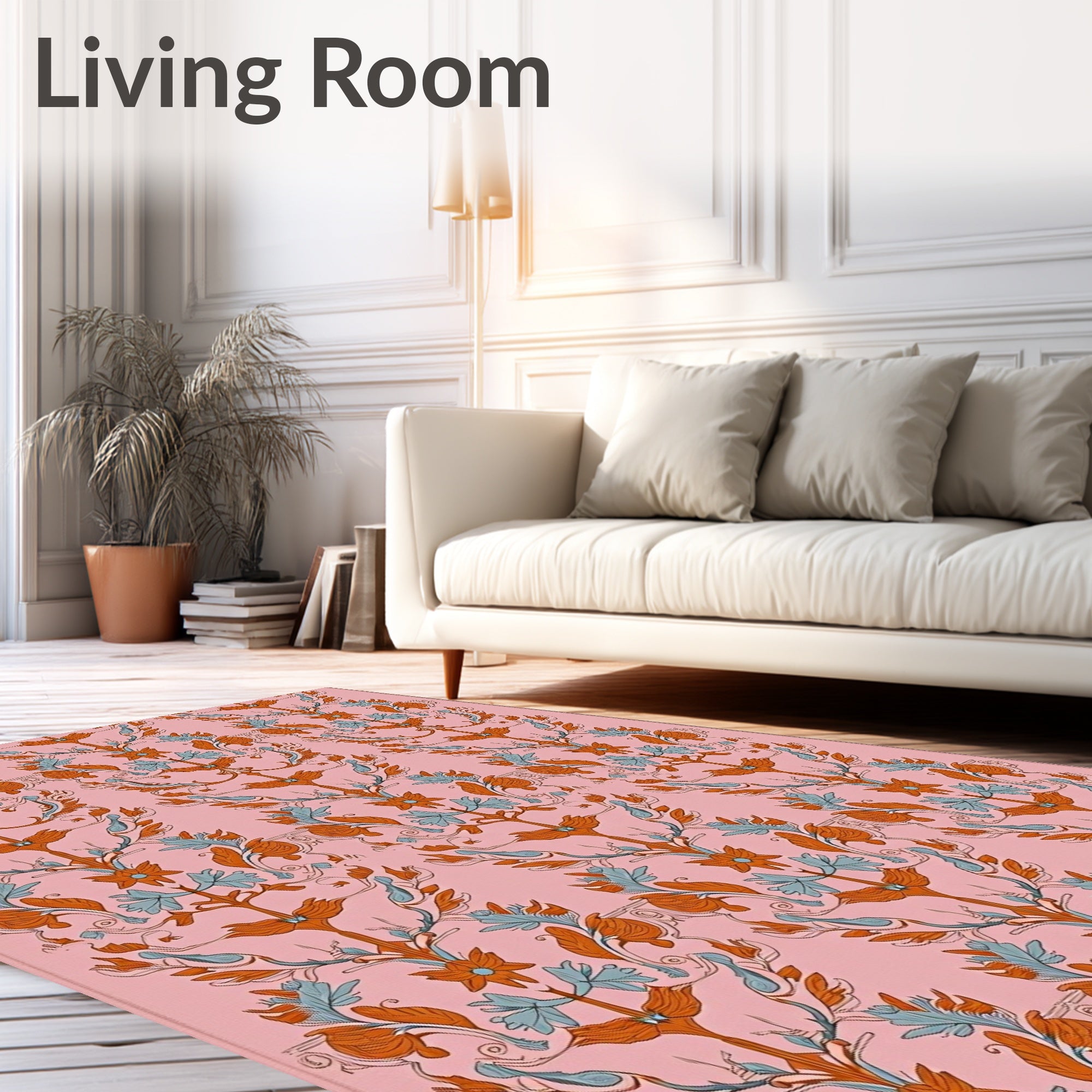 Ornate Floral Vine Pattern Design Rug