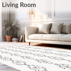 Elegant Black Floral Stripe Design Rug