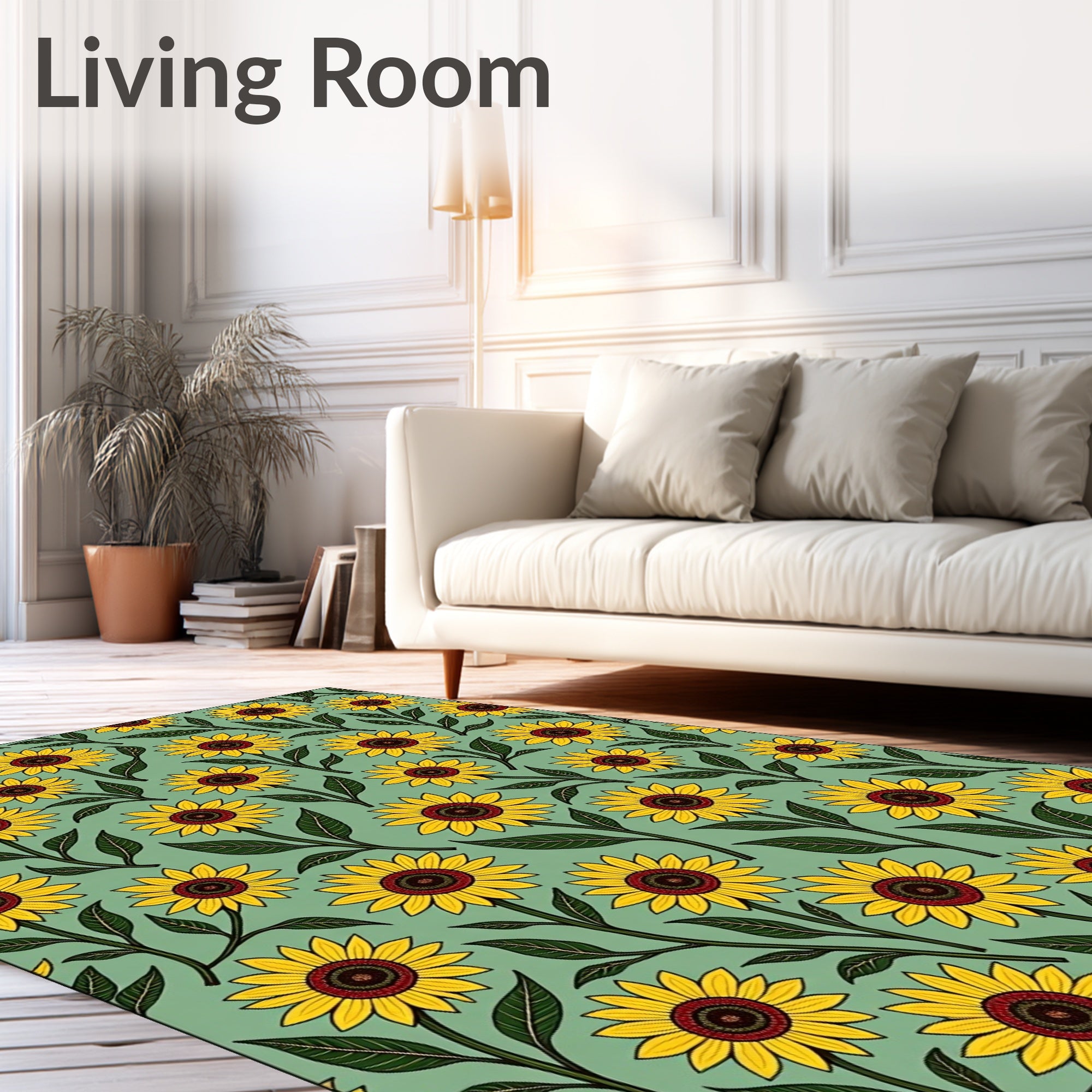 Yellow Sunflower Garden Pattern Rug