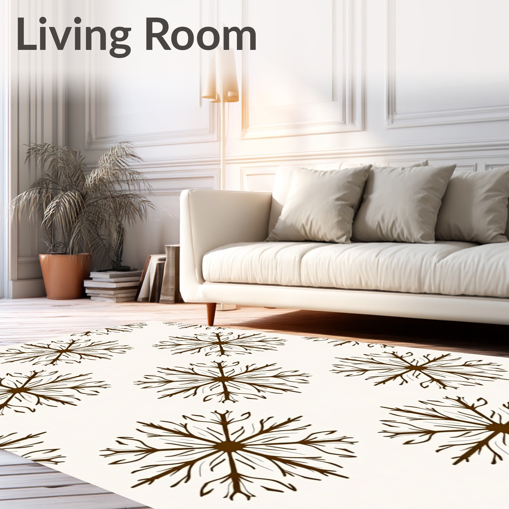 Natural Branch 7 Snowflake Pattern Rug
