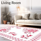 Fuchsia Floral Garden Border Rug