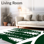 Dark Forest Evergreen Trees Scene Rug