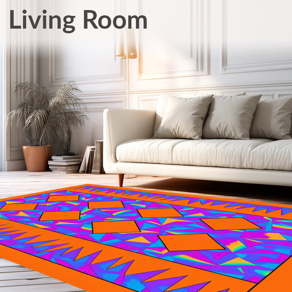 Vibrant Geometric Diamond Pattern Rug