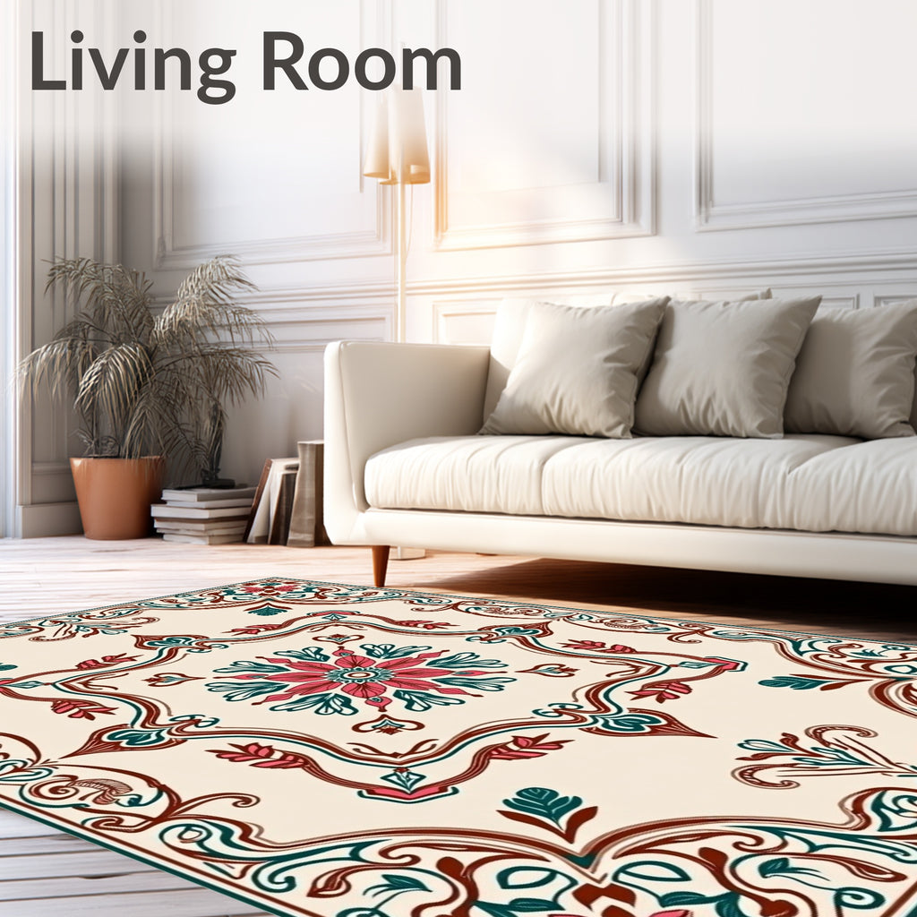Floral And Leafy Intricate Pattern Rug