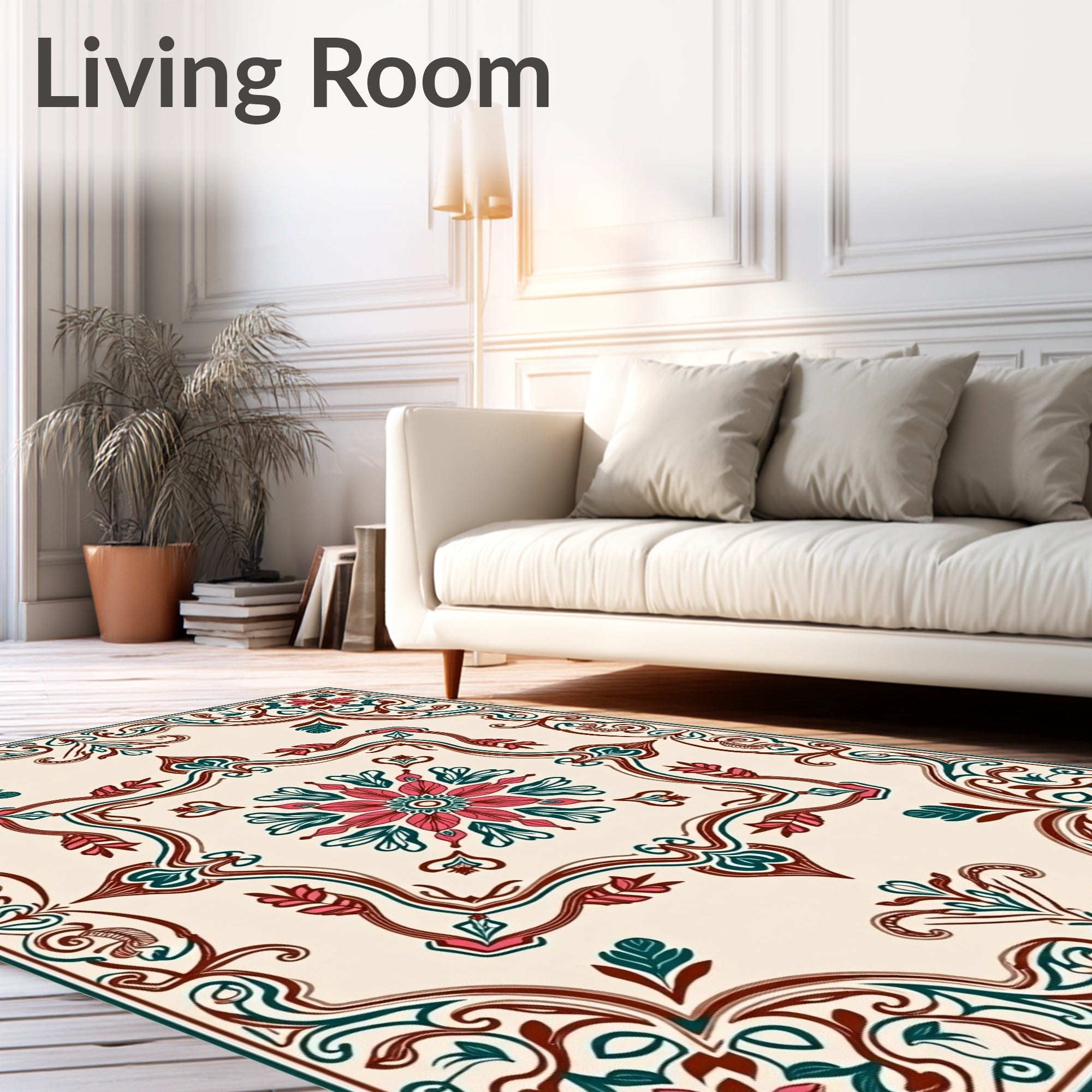 Floral And Leafy Intricate Pattern Rug