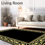 Ornate Floral Scroll Border Design Rug