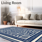 Maze Pattern With Classic Borders And Accents Rug