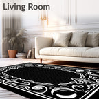 Mystical Celestial Crescent Floral Border Rug