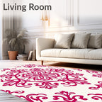 Fuchsia Floral Medallion Pattern Rug