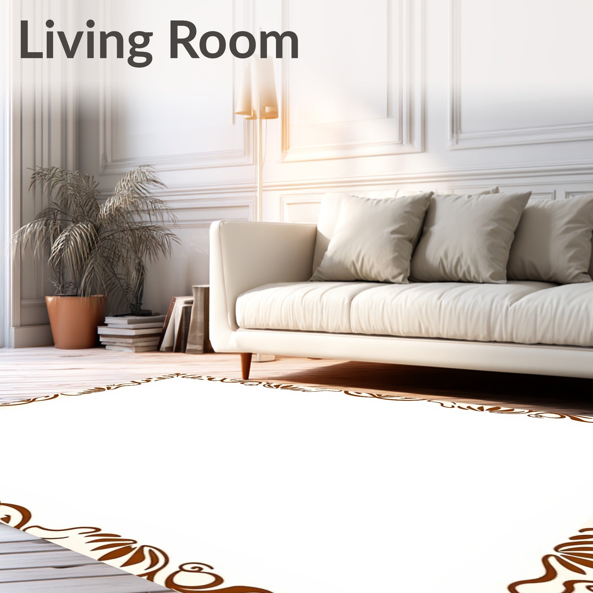 Ornamental Brown Flourish Accent Rug
