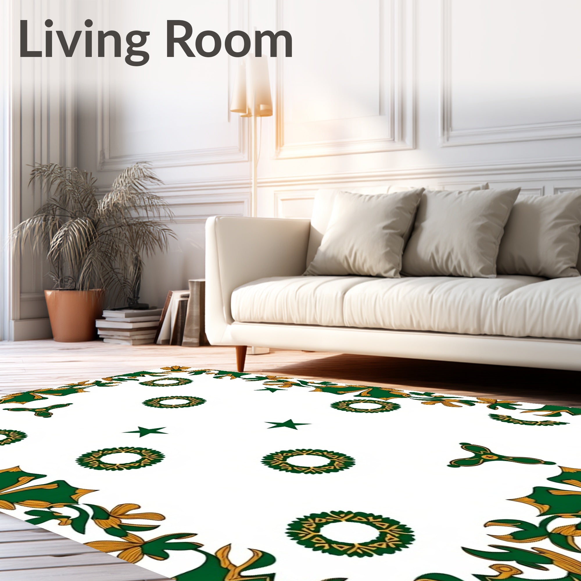 Emerald Green Gold Mandala Stars Rug