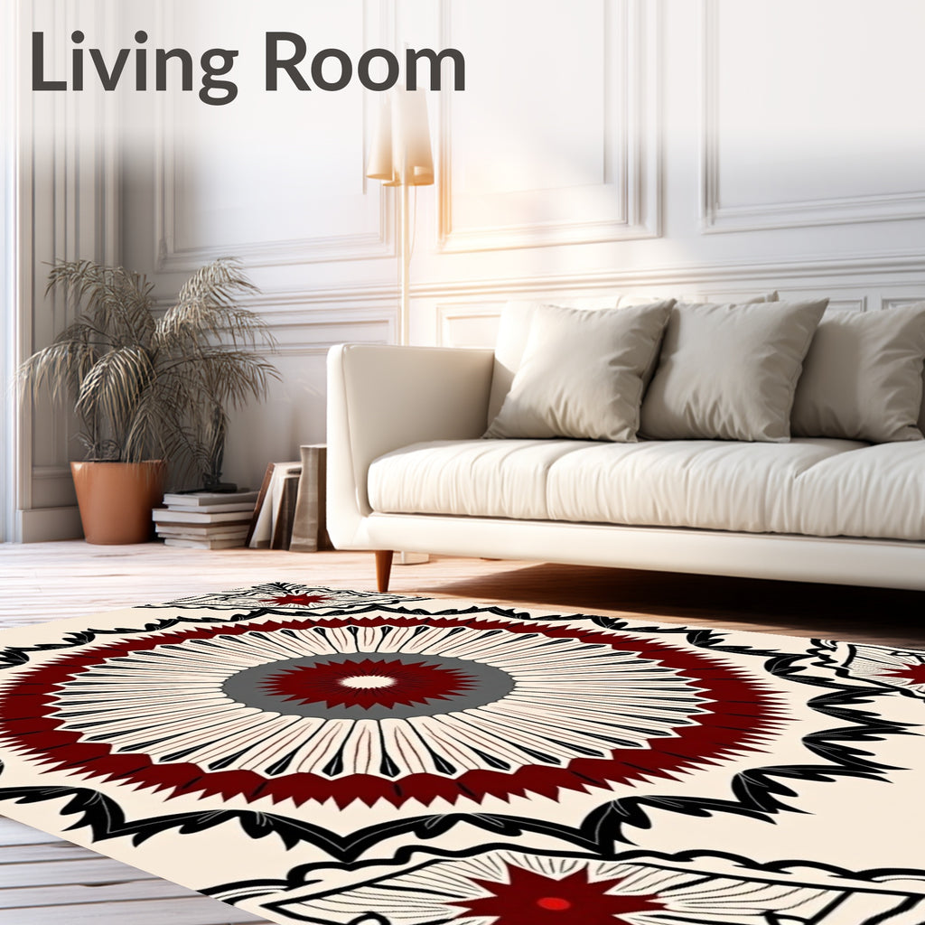 Radiant Radial Mandala Pattern Rug