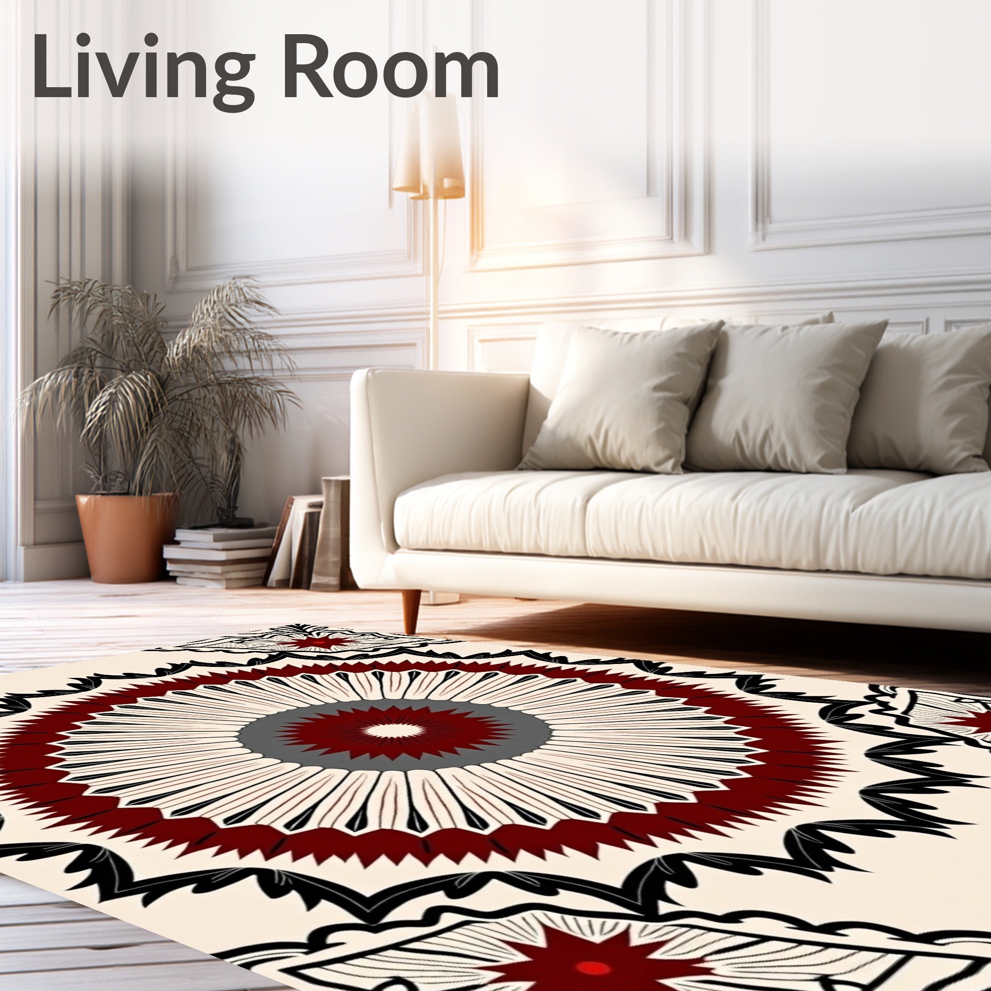 Radiant Radial Mandala Pattern Rug