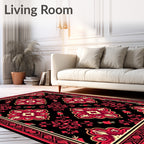 Classic Red Cream Medallion Floral Design Rug