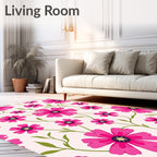 Vibrant Pink Floral Vine Pattern Rug