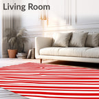 Bold Red White Swirl Stripes Rug