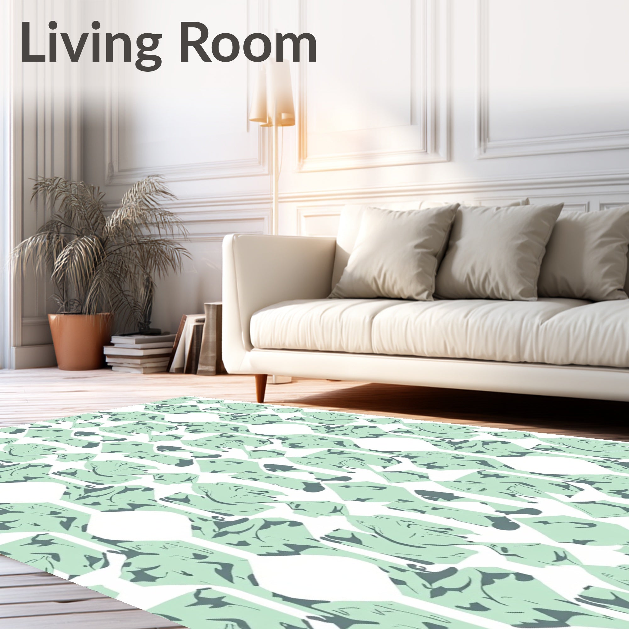 Mint Abstract Geometric Pattern Rug