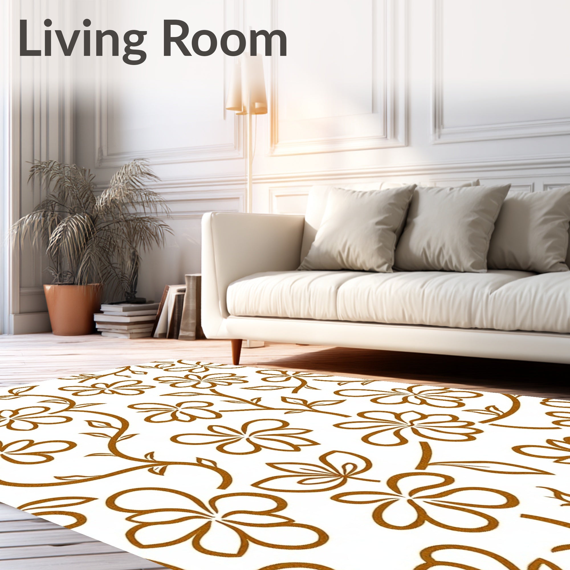 Copper Floral Vine Pattern Rug