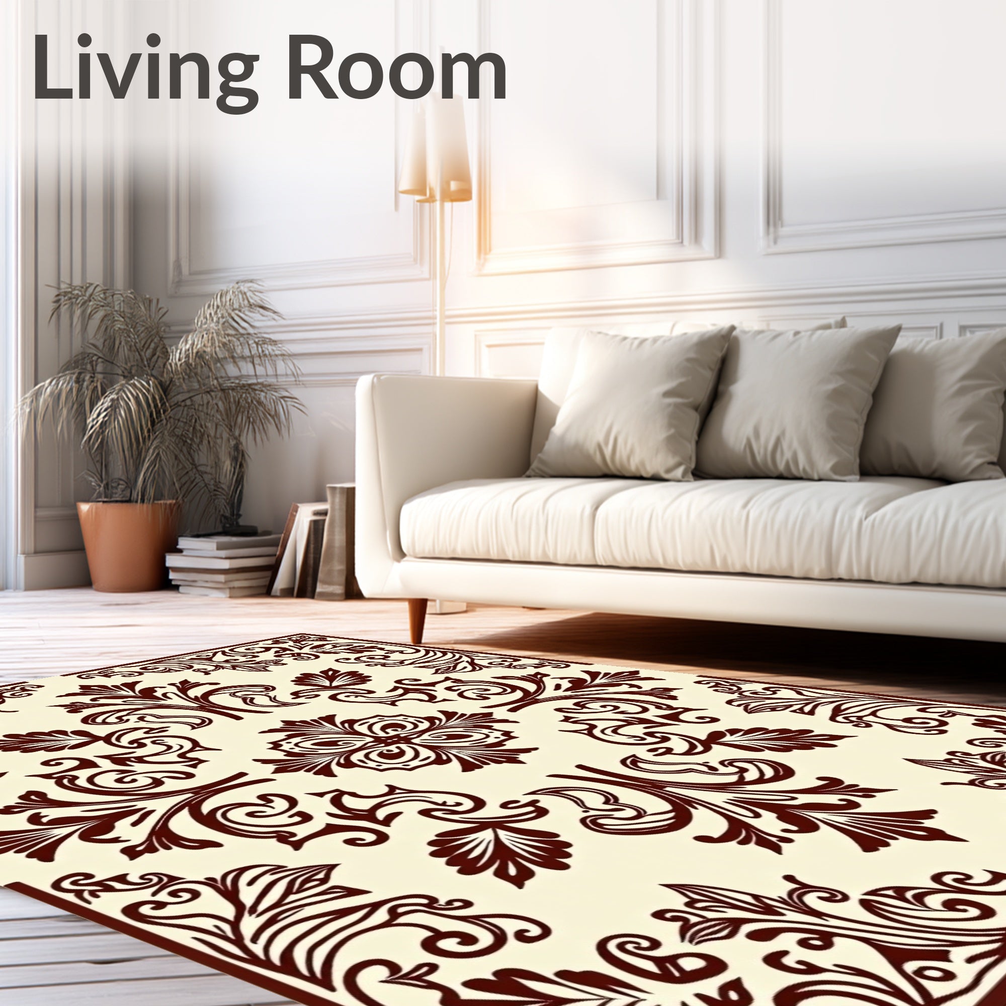 Rich Foliate Scrollwork Damask Rug